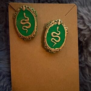 Green Snake Reptile Handmade Polymer Clay Earrings